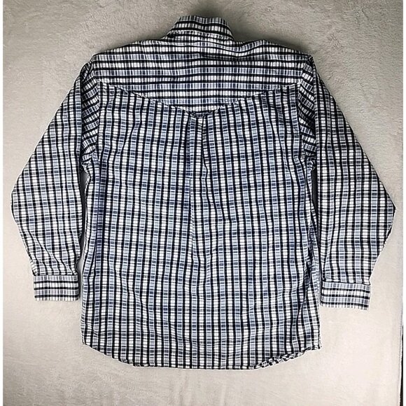 Coyote Mood Shirt Mens Large White/Blue Square Plaid Long Sleeve Snap Western - Picture 10 of 13